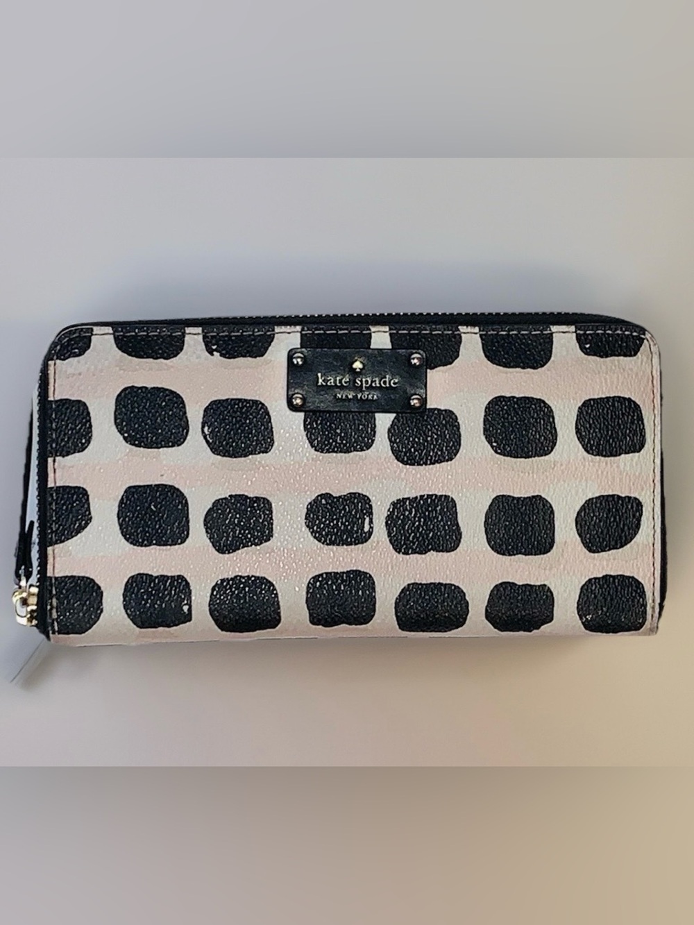 Kate Spade Striped Polka Dot Large Zip Wallet - Picture 1 of 6